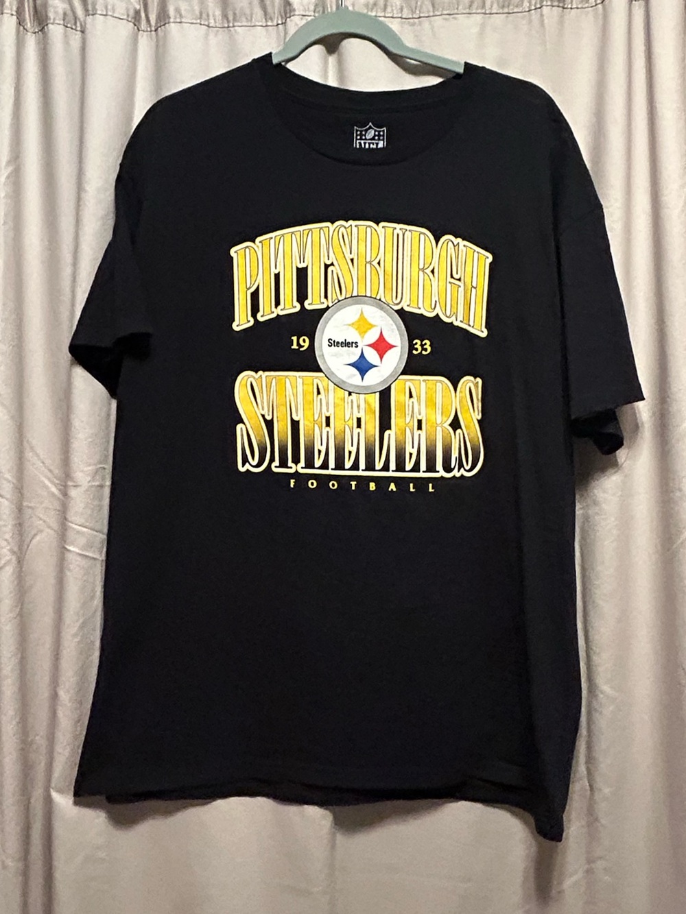 NFL Pittsburgh Steelers Black Tee with Yellow Logo